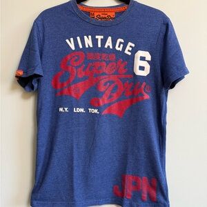 Superdry Vintage Logo Tee Men's Medium Blue Marl Graphic T-Shirt,graphic T